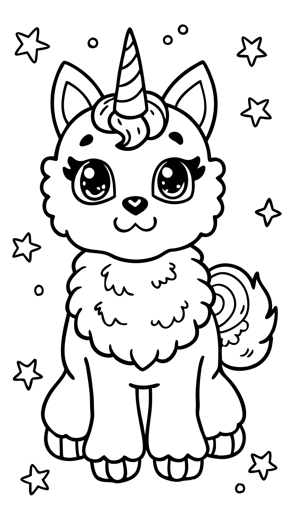 coloriage de chiot à licorne